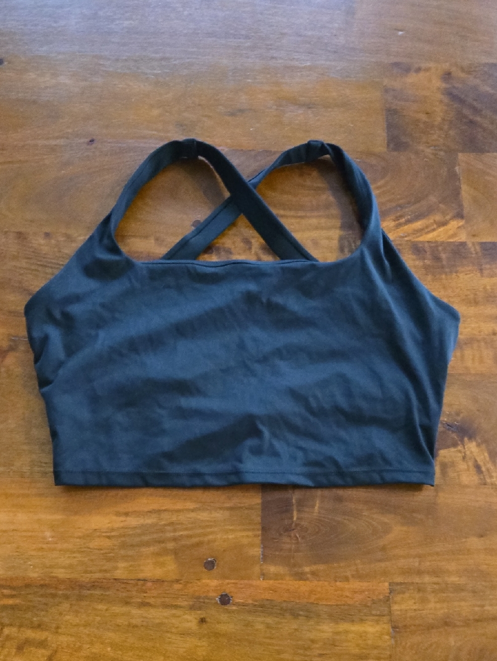 Black Criss Cross Strappy Sports Bra Crop Top Size Medium